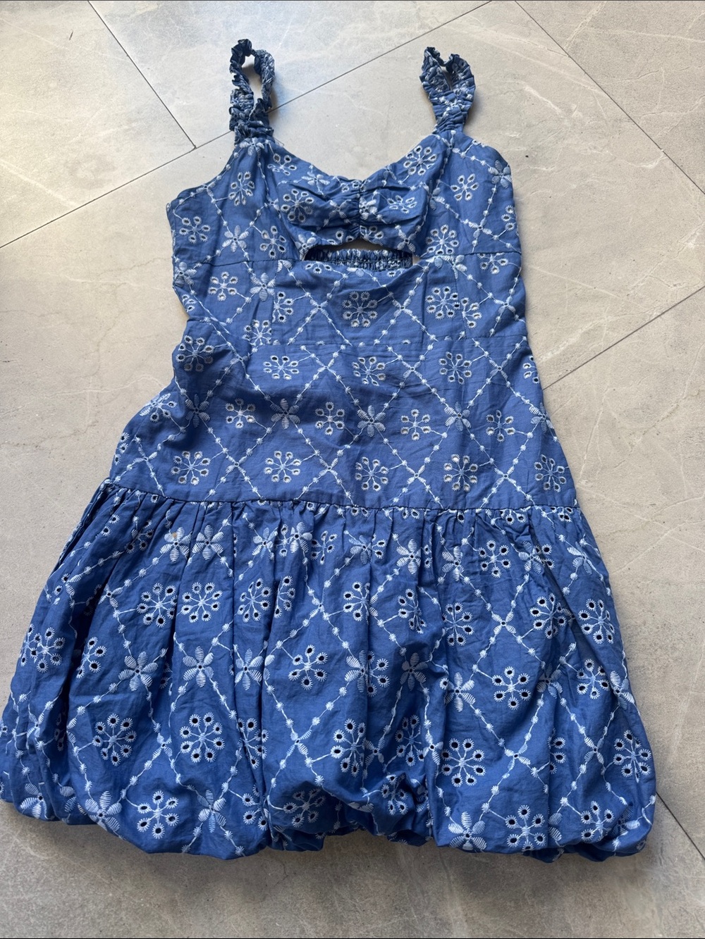 Zara Women’s Blue Floral Eyelet Cotton Sundress